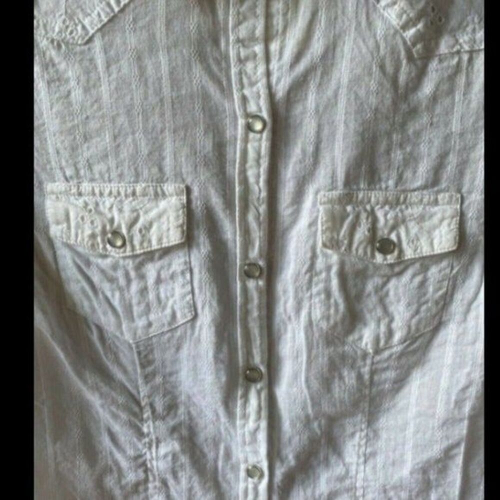 Aeropostale white eyelet western blouse button down shirt Aero top XS Womens